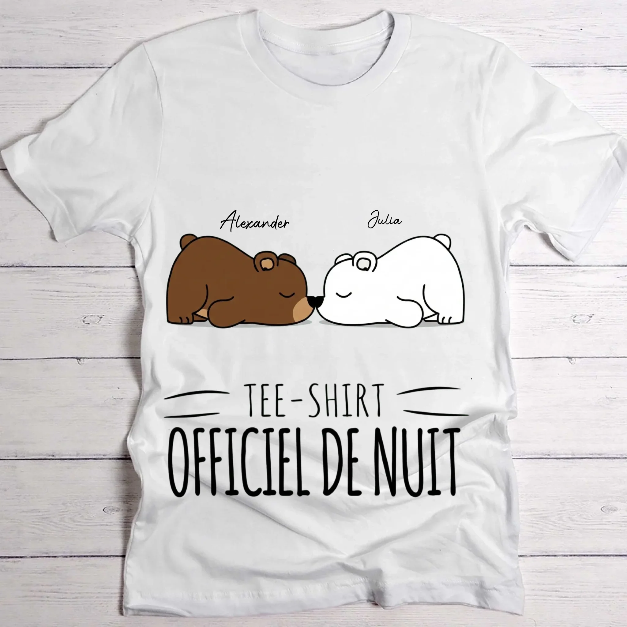 « Bonne nuit - Ours » - T-shirt personnalisé - Image 2
