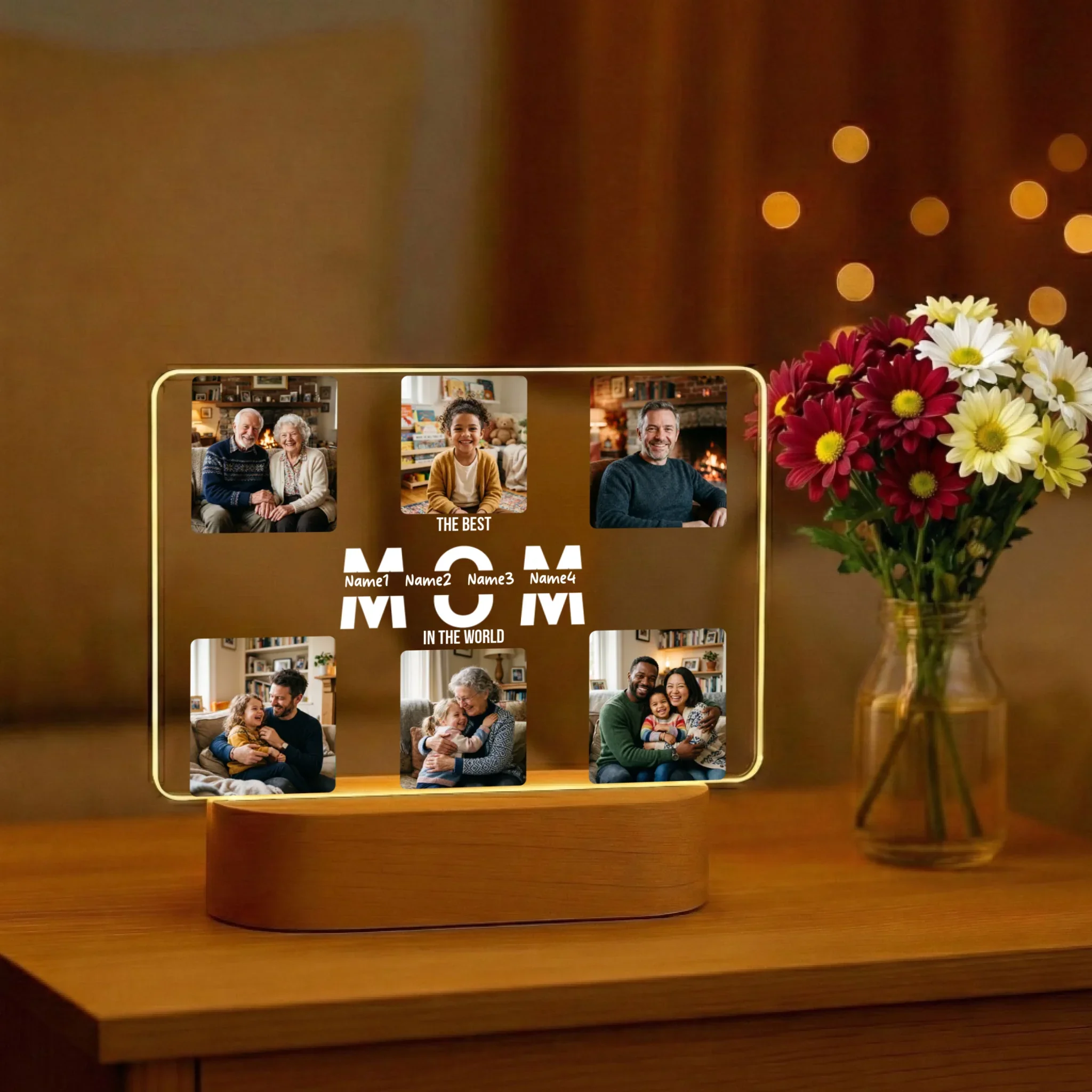 My Family – Personalized Night Light (Wooden Base Included) - Image 2