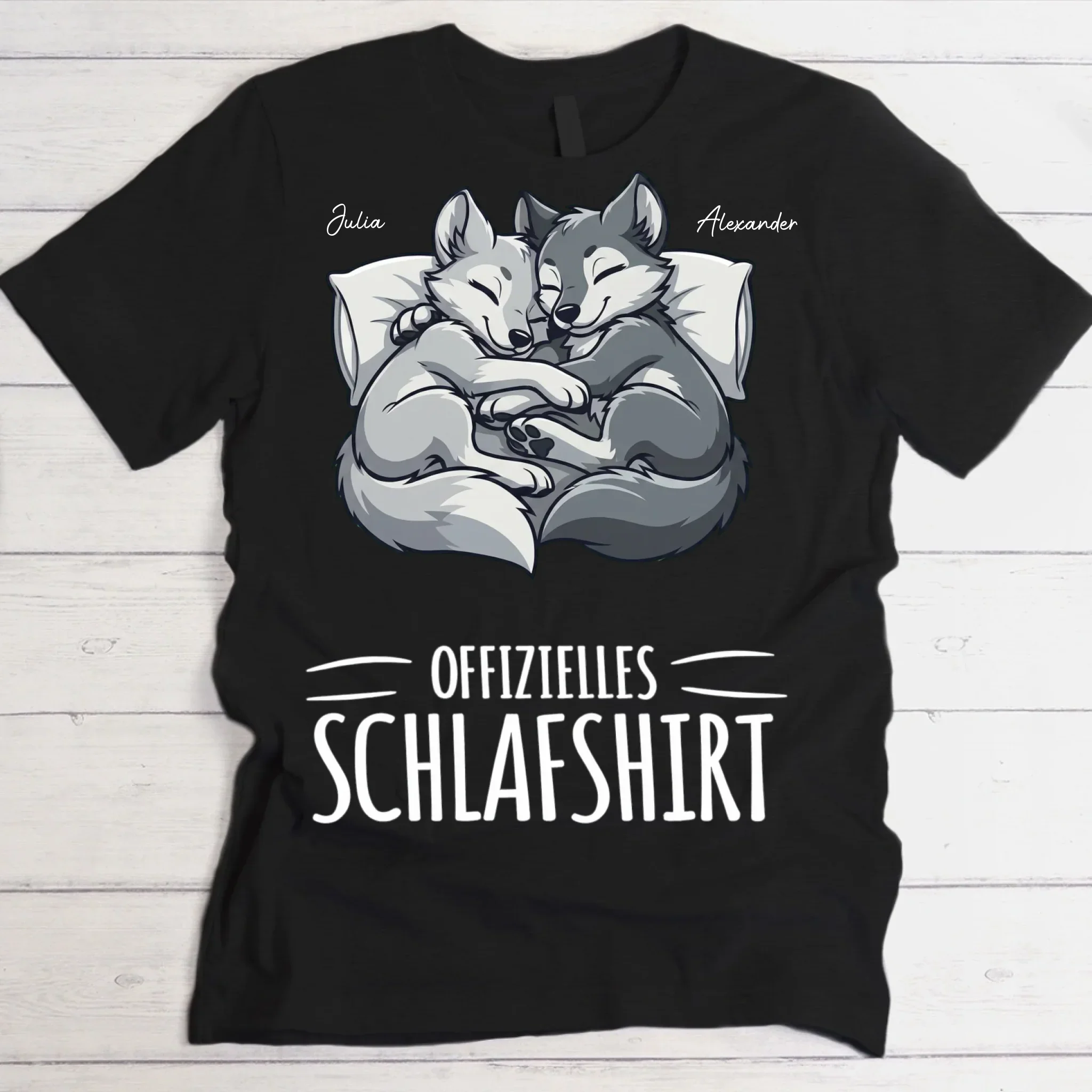 „Gute Nacht Wölfe“ - Personalisiertes T-Shirt