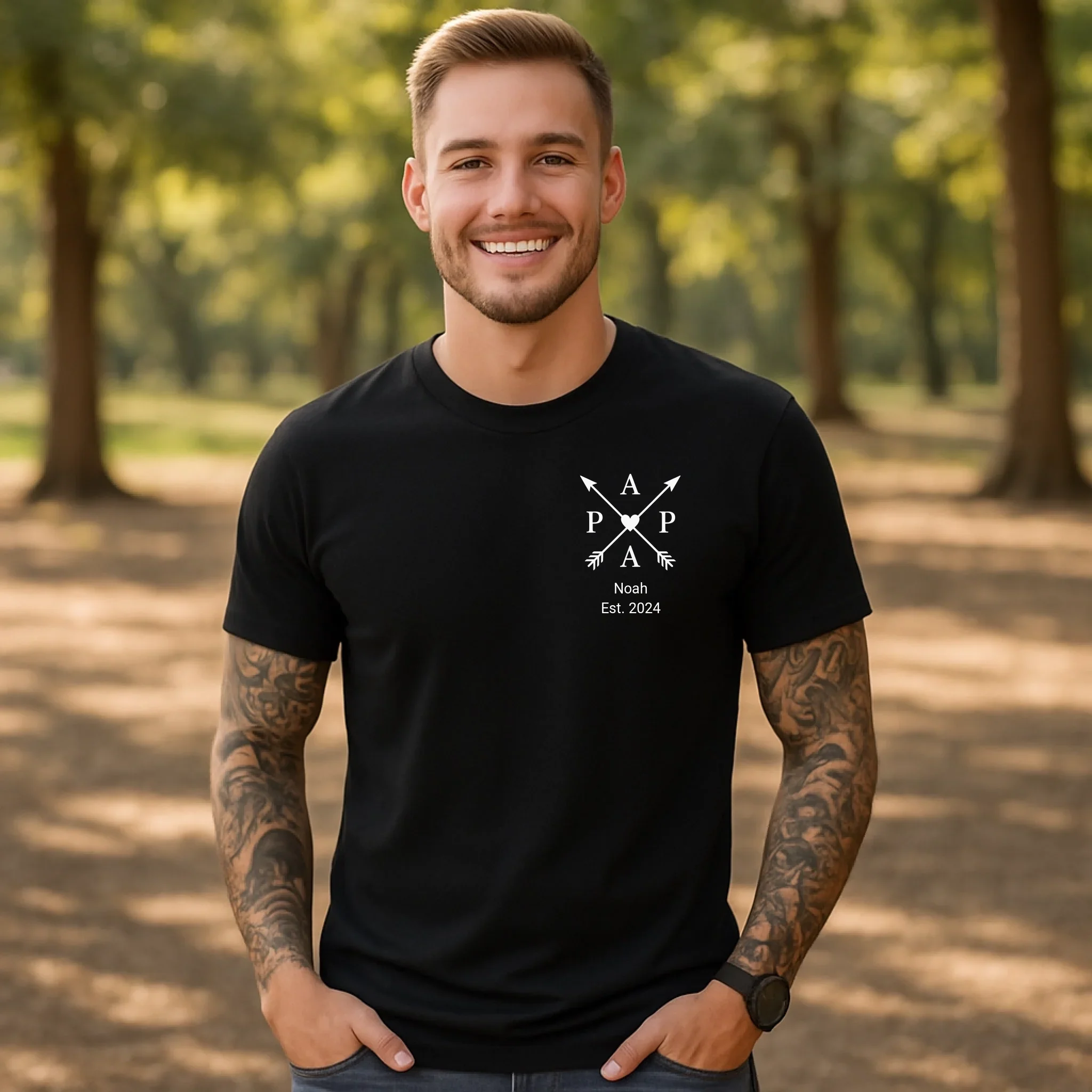 Herzpfeil PAPA - Personalisiertes T-shirt - Image 3