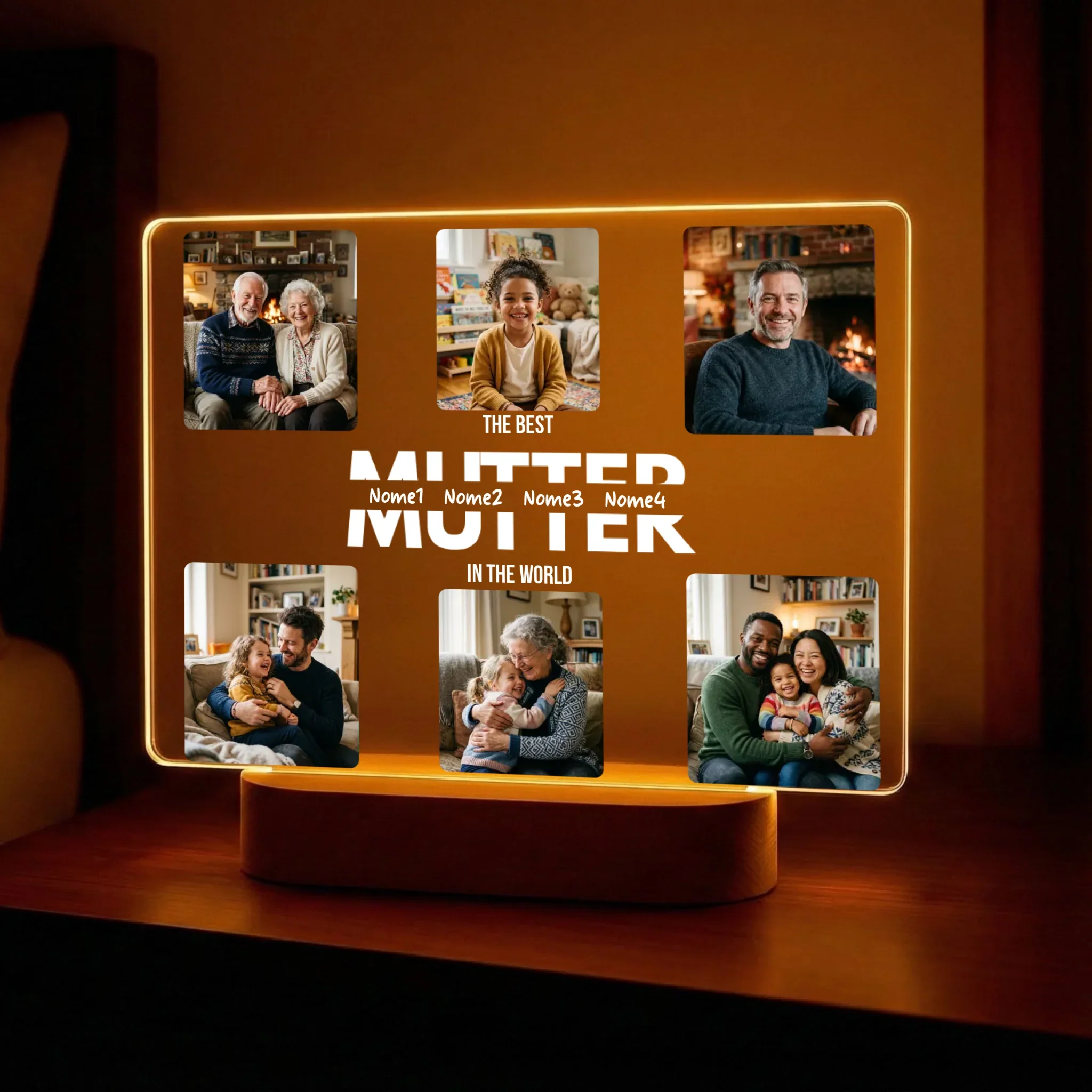 Meine Familie – Personalisierte Nachtlampe (inkl. Holzsockel)