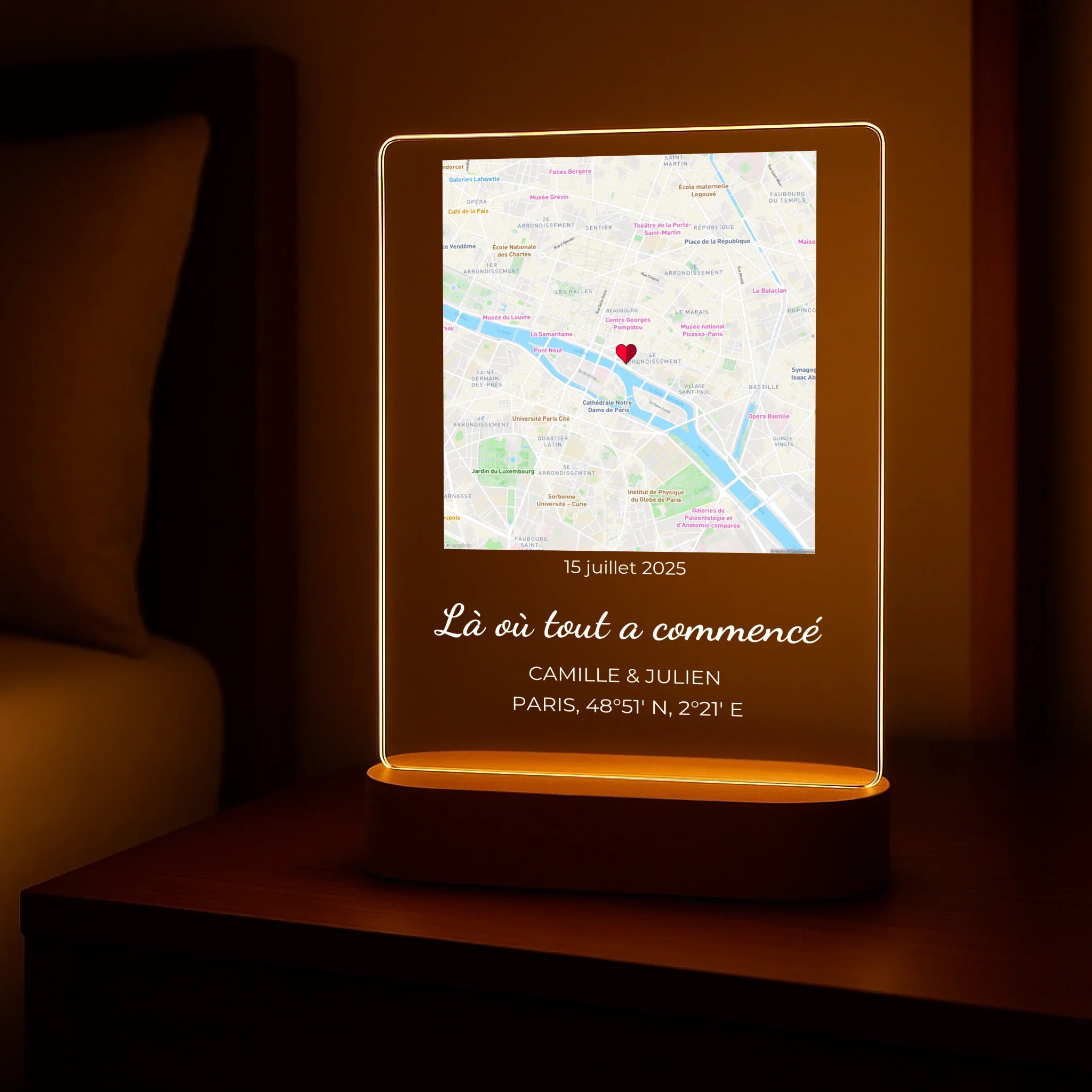 "Notre Moment" – Veilleuse personnalisée (pied en bois inclus) - Image 2