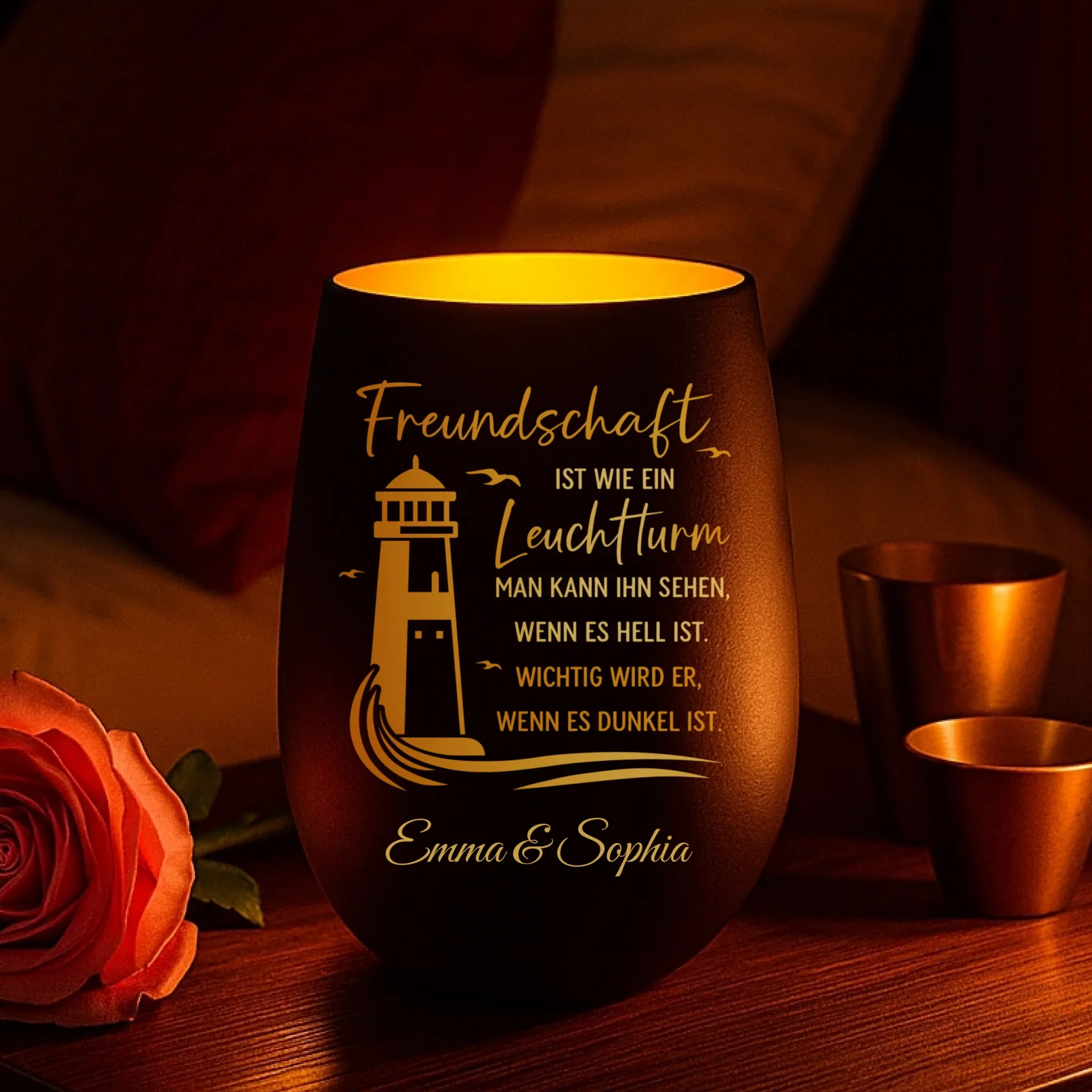 Personalisierbares Freundschafts-Windlicht – Leuchtturm Design - Image 2