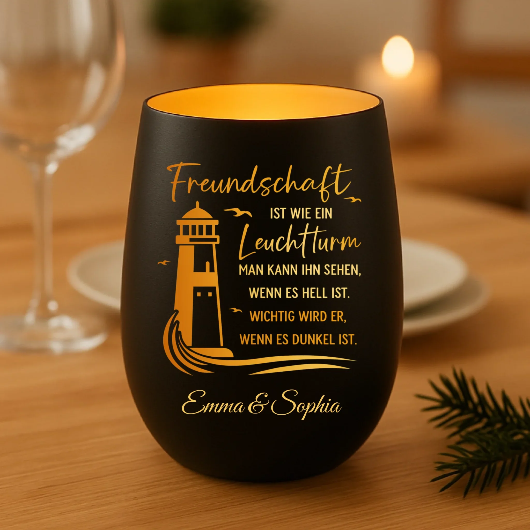 Personalisierbares Freundschafts-Windlicht – Leuchtturm Design - Image 3