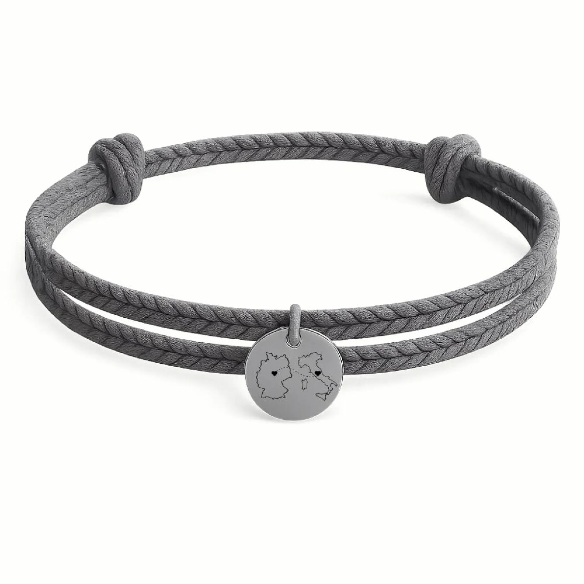 Zwei Orte Ein Herz - Partner Armband Grau - Image 2