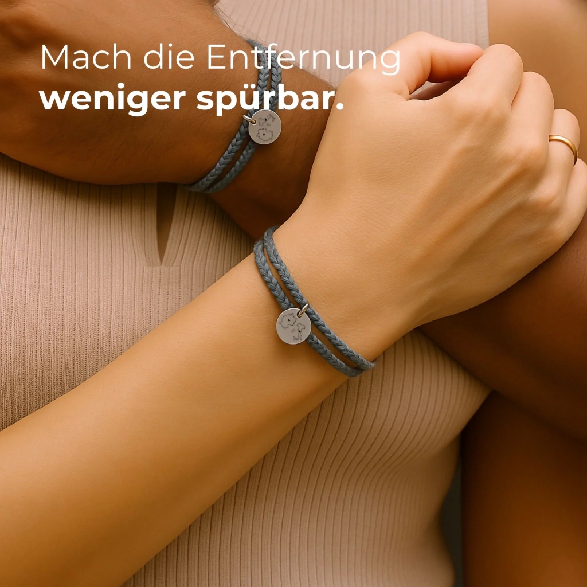 Zwei Orte Ein Herz - Partner Armband Grau - Image 3